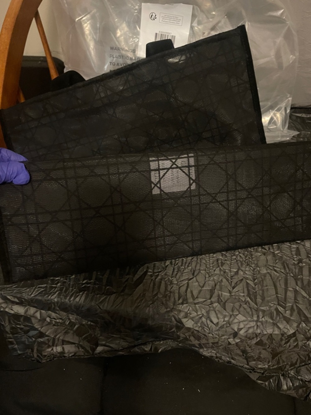 Dior Black Monogram Mesh Tote - Picture 14 of 17